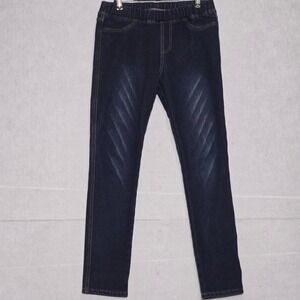 Tokyo Jeans Women Fleece Lined Jeggings Dark Wash Whiskered Pull On waist 14.5"